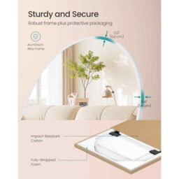 Arched Full Length Standing Mirror, Freestanding Tempered Glass Floor Mirror For Bedroom, Matte White - thumbnail 3