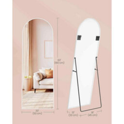 Arched Full Length Standing Mirror, Freestanding Tempered Glass Floor Mirror For Bedroom, Matte White - thumbnail 2