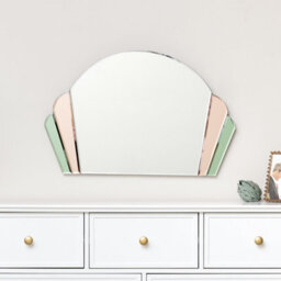 Melody Maison Pink & Green Glass Art Deco Arch Fan Wall Mirror 71Cm X 46Cm - thumbnail 2