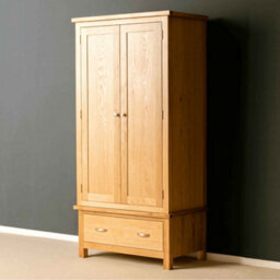 London Oak Double Wardrobe With Drawer - By Roseland Furniture - thumbnail 3