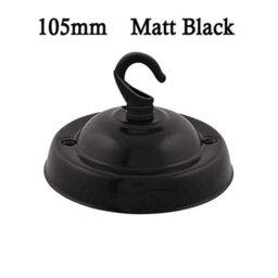 Black Ceiling Rose With Hook Pendant Light Fitting 105mm Metal Round Canopy Cover Plate With Accessories For Chandeliers Planters - thumbnail 1