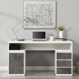 Furniture in Fashion Florentine High Gloss Computer Desk In White And Concrete Effect - thumbnail 2