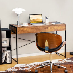 Costway Computer Desk Wooden Pc Laptop Table Writing Workstation With 2 Drawers - thumbnail 7