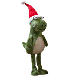 Samuel Alexander 70Cm Tall Green Plush Santa-Saurus Dino Standing Christmas Decoration With Santa Hat - thumbnail 2