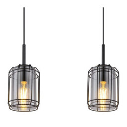 Luminosa Lighting Luminosa Kammi Bar Pendant Ceiling Light Matt Black Smoke Glass Shade 3X E27 - thumbnail 4