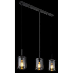 Luminosa Lighting Luminosa Kammi Bar Pendant Ceiling Light Matt Black Smoke Glass Shade 3X E27 - thumbnail 5