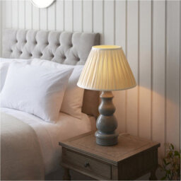 Loops 2 Pack Blue Grey Glaze & Satin Nickel Plate Table Lamp - Ivory Silk Fabric - 660mm Tall Light - thumbnail 3