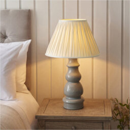 Loops 2 Pack Blue Grey Glaze & Satin Nickel Plate Table Lamp - Ivory Silk Fabric - 660mm Tall Light - thumbnail 4