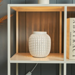 Litecraft Kerry White Pierced Ceramic Table Lamp - thumbnail 1