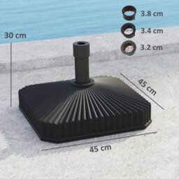 Outsunny Patio Parasol Base Umbrella Stand, Sand/water Filled, Black - thumbnail 3