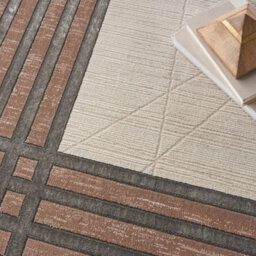 Ivory Silver Bordered,chequered Modern Easy To Clean Rug For Bedroom & Living Room-160Cm X 221Cm - thumbnail 5