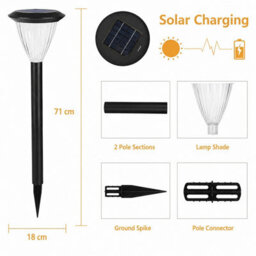 Gwsolar Solar Path Lights Pack Of 3, Warm White 50Lm Led Garden Stakes, Dusk To Dawn, Weatherproof For Patio Lawn Decking - thumbnail 3