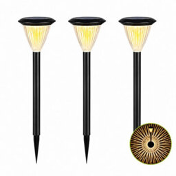 Gwsolar Solar Path Lights Pack Of 3, Warm White 50Lm Led Garden Stakes, Dusk To Dawn, Weatherproof For Patio Lawn Decking - thumbnail 1