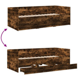 Berkfield Daybed With Drawers Without Mattress Smoked Oak 100X200 Cm - thumbnail 8