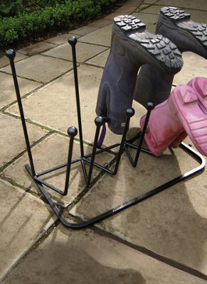 Poppy Forge Family Boot Rack - Wellie Stand - Steel - L34.3 X W53.4 X H45.8 Cm - Powder Coated Black - image 1
