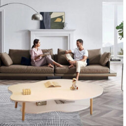 Modern 2-Tier Cloud Coffee Table With Storage Shelf -Stylish Living Room Tea Table 80L X 40 Wx 50H Cm - thumbnail 2