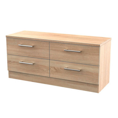Brindisi Ready Assembled Matt Oak Effect 4 Drawer Chest (H)505mm (W)1120mm (D)415mm - image 1