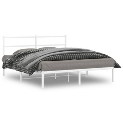 Berkfield Metal Bed Frame Without Mattress With Headboard White 150X200Cm - image 1