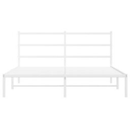 Berkfield Metal Bed Frame Without Mattress With Headboard White 150X200Cm - thumbnail 5