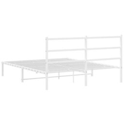Berkfield Metal Bed Frame Without Mattress With Headboard White 150X200Cm - thumbnail 7