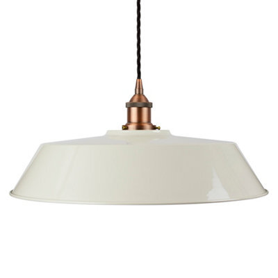Clay White Large Chancery Painted Dome Pendant Light With Matt Antique Copper Lamp Holder And Black Twisted Cable - Se Home - image 1