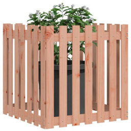 Berkfield Garden Planter With Fence Design 70X70X70 Cm Solid Wood Douglas - thumbnail 3