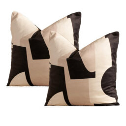 Ohs 2 X Abstract Velvet Print Filled Cushion Covers, 45 X 45Cm - Black Neutral - thumbnail 3
