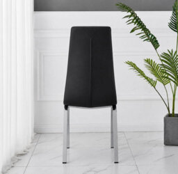 Furnizone UK Set Of 2 Dining Chairs - Naples Modern Dining Chairs - Black Faux Leather Chrome Legs Dining Chairs - Kitchen Dining Room Chairs - thumbnail 6