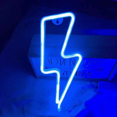 Led Neon Lightning Sign With Base , Decorative Night Light For Parties, Gaming Rooms And Home Decor - image 1