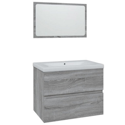 Berkfield Stylish Bathroom Furniture Set Grey Sonoma Engineered Wood