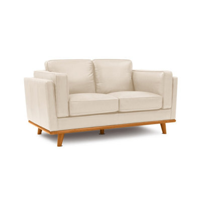 Valencia Artisan Leather Loveseat Sofa Beige Nappa 11000 Top Grain Leather Alder Wood Legs And Frame - image 1