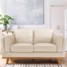 Valencia Artisan Leather Loveseat Sofa Beige Nappa 11000 Top Grain Leather Alder Wood Legs And Frame - thumbnail 2