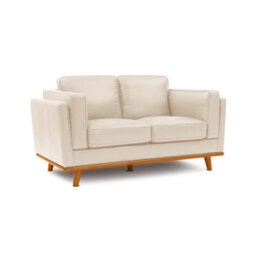 Valencia Artisan Leather Loveseat Sofa Beige Nappa 11000 Top Grain Leather Alder Wood Legs And Frame - thumbnail 1
