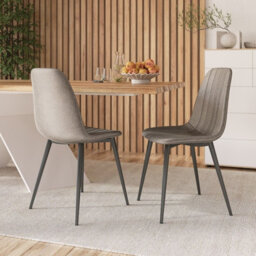 Urbn-Living Urbnliving Anti Stain Velvet Dining Chairs Padded Seat Metal Legs For Kitchen Office, 4Xtaupe - thumbnail 3