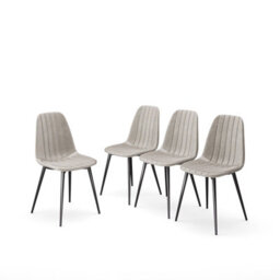 Urbn-Living Urbnliving Anti Stain Velvet Dining Chairs Padded Seat Metal Legs For Kitchen Office, 4Xtaupe - thumbnail 2