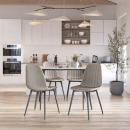 Urbn-Living Urbnliving Anti Stain Velvet Dining Chairs Padded Seat Metal Legs For Kitchen Office, 4Xtaupe - thumbnail 1