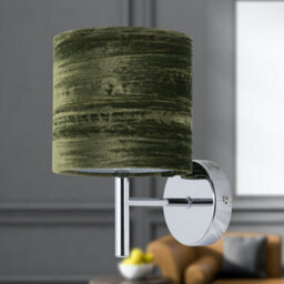First Choice Lighting Brea - Chrome Wall Light With Green Crushed Velvet Shade - thumbnail 4