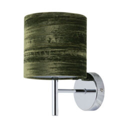 First Choice Lighting Brea - Chrome Wall Light With Green Crushed Velvet Shade