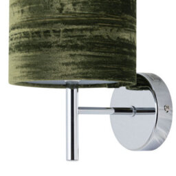 First Choice Lighting Brea - Chrome Wall Light With Green Crushed Velvet Shade - thumbnail 2