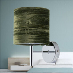 First Choice Lighting Brea - Chrome Wall Light With Green Crushed Velvet Shade - thumbnail 3