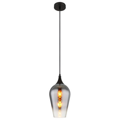 Luminosa Lighting Luminosa Lavus Dome Pendant Ceiling Light Matt Black Chromed Glass Shade 1X E27 - image 1