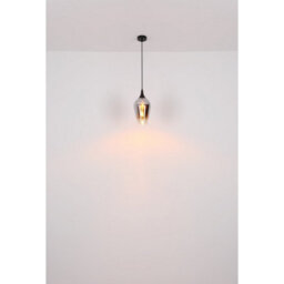 Luminosa Lighting Luminosa Lavus Dome Pendant Ceiling Light Matt Black Chromed Glass Shade 1X E27 - thumbnail 5
