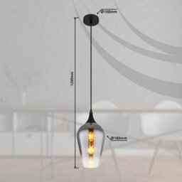 Luminosa Lighting Luminosa Lavus Dome Pendant Ceiling Light Matt Black Chromed Glass Shade 1X E27 - thumbnail 6