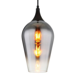 Luminosa Lighting Luminosa Lavus Dome Pendant Ceiling Light Matt Black Chromed Glass Shade 1X E27 - thumbnail 3