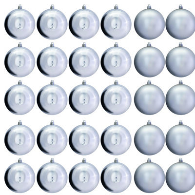 Christmas Tree World 8Cm Silver Bauble Set Shiny/matt (40 Pc) - image 1