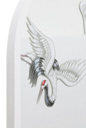 Mirroroutlet The Typis White Metal Edged Arch Wall Mirror With Stork Decals 120Cm X 60Cm - thumbnail 4