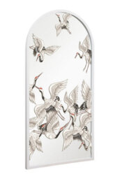 Mirroroutlet The Typis White Metal Edged Arch Wall Mirror With Stork Decals 120Cm X 60Cm - thumbnail 3