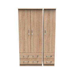 Hampshire Triple 4 Drawer Wardrobe In Bardolino Oak (Ready Assembled) - thumbnail 1