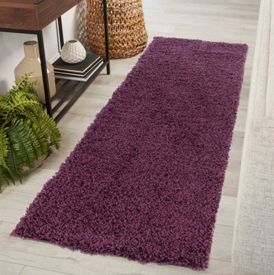 Desire Rugs Plain Living Room Shaggy Area Rugs Violet Runner 60X220 Cm - image 1