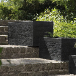Wyld And Coco Tall Black Fibre Clay Planter 80 X 37 X 38 Cm - Indoor Outdoor Rectangular Room Divider - thumbnail 2